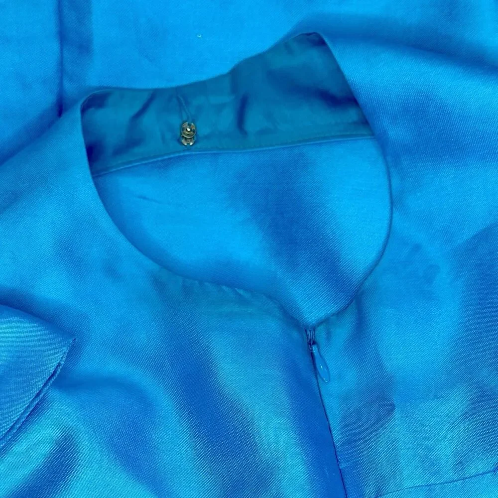 Kate Spade New York Blue Evie Sleeveless Shift Dress Mikado Silk Blend Sz 2 GUC!